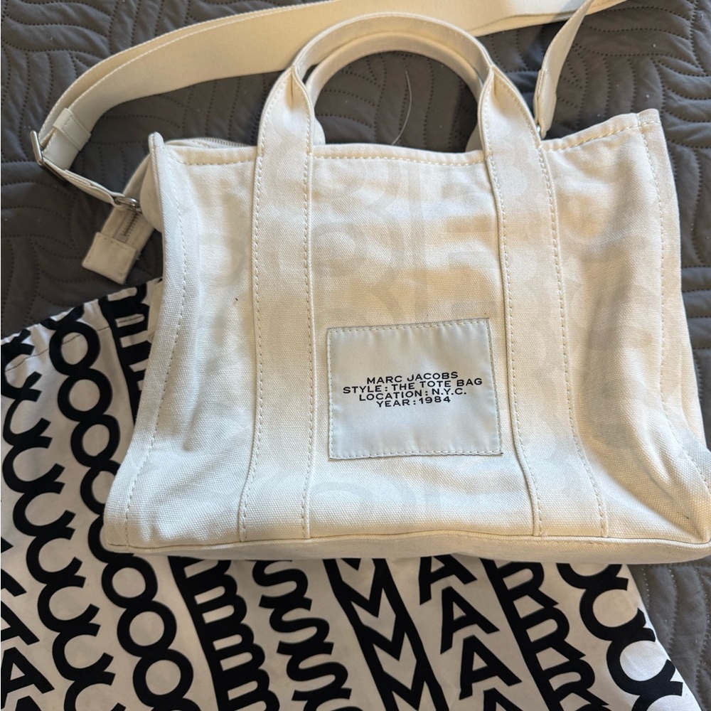 Marc Jacobs White Monogram Tote Bag